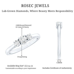 Lab Grown Diamond Minimal 3 Stone Engagement Ring