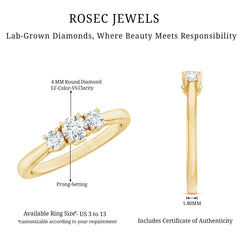 Lab Grown Diamond Minimal 3 Stone Engagement Ring
