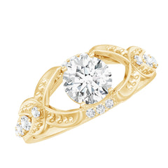 Certified 6 MM Lab Grown Diamond Vintage Inspired Engagement Ring