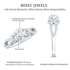Certified 6 MM Lab Grown Diamond Crossover Engagement Ring