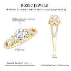 Certified 6 MM Lab Grown Diamond Crossover Engagement Ring