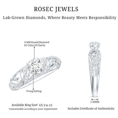 Certified 6 MM Lab Grown Diamond Designer Engagement Ring