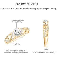 Certified 6 MM Lab Grown Diamond Designer Engagement Ring