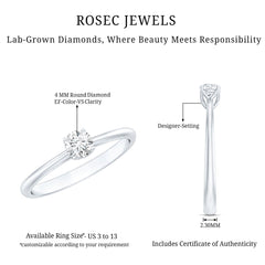 Lab Grown Diamond Solitaire Promise Ring For Women