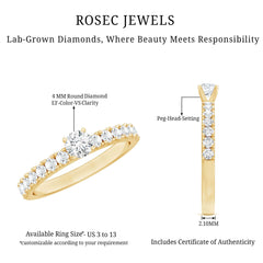 Certified Lab Grown Diamond Engagement Ring with Side Stones