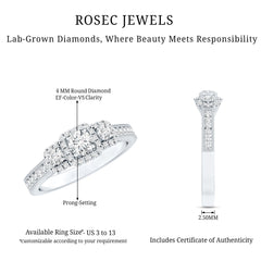 Certified Lab Grown Diamond Three Stone Engagement Ring