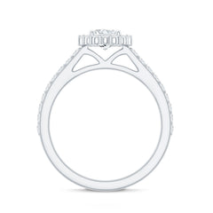 Lab Grown Diamond Halo Engagement Ring With Side Stones