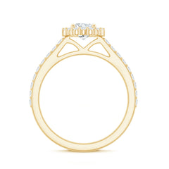 Lab Grown Diamond Halo Engagement Ring With Side Stones