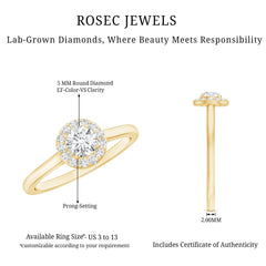 Certified Lab Grown Diamond Halo Promise Engagement Ring