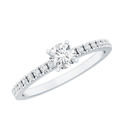 5 MM Lab Grown Diamond Simple Engagement Ring with Side Stones