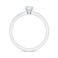 5 MM Lab Grown Diamond Simple Engagement Ring with Side Stones