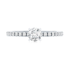 5 MM Lab Grown Diamond Simple Engagement Ring with Side Stones