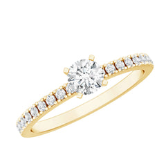 5 MM Lab Grown Diamond Simple Engagement Ring with Side Stones