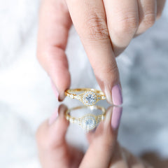 Certified 5 MM Lab Grown Diamond Halo Engagement Ring With Side Stones