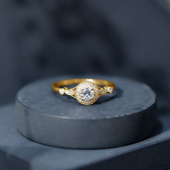 Certified 5 MM Lab Grown Diamond Halo Engagement Ring With Side Stones