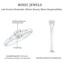 Lab Grown Diamond 5 MM Solitaire Promise Ring With Split Shank