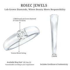 Lab Grown Diamond 5 MM Solitaire Band Ring