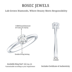 Certified 5 MM Lab Grown Diamond Solitaire Promise Ring