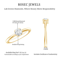 Certified 5 MM Lab Grown Diamond Solitaire Promise Ring