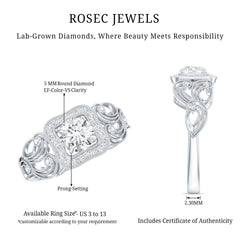 Certified Lab Grown Diamond Art Deco Engagement Ring For Women