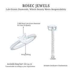 Certified 5 MM Heart Lab Grown Diamond Solitaire Promise Ring