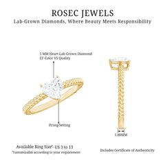 Certified 5 MM Heart Lab Grown Diamond Solitaire Promise Ring