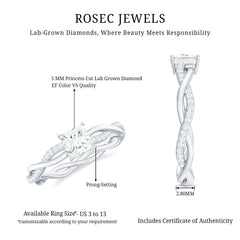 Certified Lab Grown Diamond 6MM Princess Cut Engagement Ring