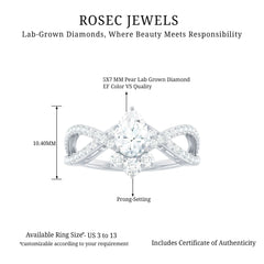 Lab Grown Diamond Teardrop Designer Engagement Ring