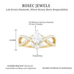 Lab Grown Diamond Teardrop Designer Engagement Ring