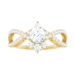 Lab Grown Diamond Teardrop Designer Engagement Ring