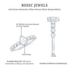 Lab Grown Diamond 5X7 MM Pear Shaped Engagement Ring With Side Stones
