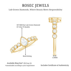 Lab Grown Diamond 5X7 MM Pear Shaped Engagement Ring With Side Stones