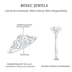 5X7 MM Oval Lab Grown Diamond Celtic Knot Engagement Ring