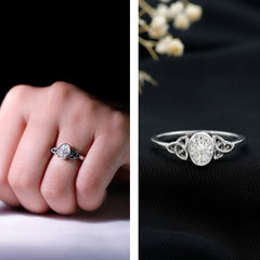 5X7 MM Oval Lab Grown Diamond Celtic Knot Engagement Ring