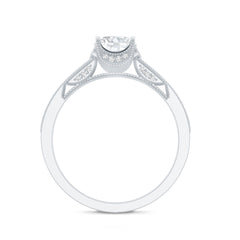 Certified Lab Grown Diamond 6 MM Round Engagement Ring With Side Stones