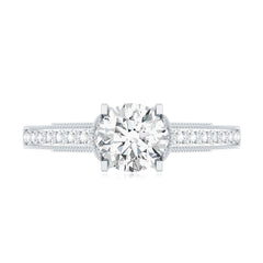 Certified Lab Grown Diamond 6 MM Round Engagement Ring With Side Stones