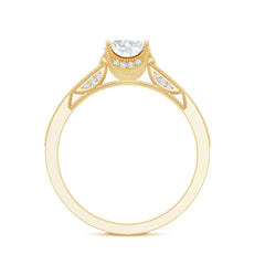 Certified Lab Grown Diamond 6 MM Round Engagement Ring With Side Stones
