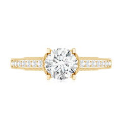 Certified Lab Grown Diamond 6 MM Round Engagement Ring With Side Stones