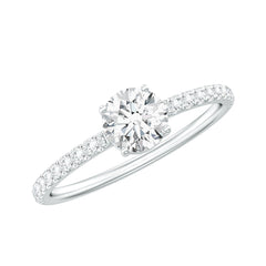 Certified 5 MM Lab Grown Diamond Engagement Ring With Side Stones