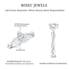 Lab Grown Diamond 5X7 MM Pear Shaped Engagement Ring