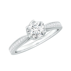 Lab Grown Diamond Solitaire Engagement Ring with Side Stones