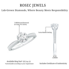 Lab Grown Diamond Solitaire Engagement Ring with Side Stones