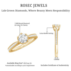 Lab Grown Diamond Solitaire Engagement Ring with Side Stones