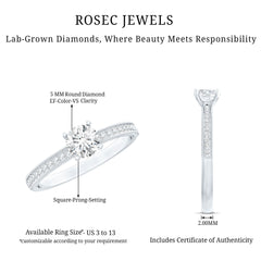 5MM Lab Grown Diamond Engagement Ring With Side Stones