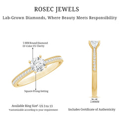 5MM Lab Grown Diamond Engagement Ring With Side Stones