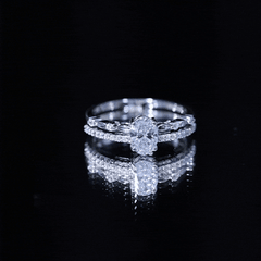 Lab Grown Diamond 5X7 MM Oval Shaped Double Band Engagement Ring