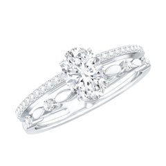 Lab Grown Diamond 5X7 MM Oval Shaped Double Band Engagement Ring