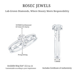 Lab Grown Diamond 5X7 MM Oval Shaped Double Band Engagement Ring