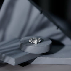 Lab Grown Diamond 5X7 MM Oval Shaped Double Band Engagement Ring
