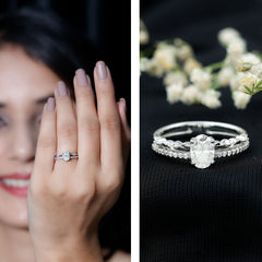 Lab Grown Diamond 5X7 MM Oval Shaped Double Band Engagement Ring